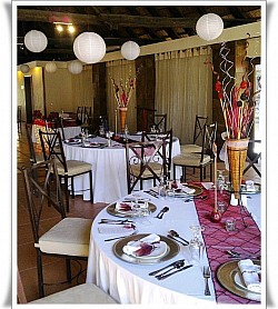 Straw Cone Vase + Stand, Wine Red patterned runner