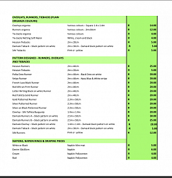 OVERLAYS, RUNNERS, TIEBACKS, NAPKINS