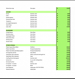 CUTLERY, GLASSWARE, OTHER UTENSILS