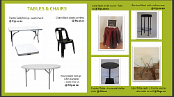 TABLES, CHAIRS