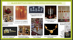 GLASS BOTTLES, CANDLEHOLDERS
