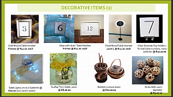 DECORATIVE ITEMS (2): TABLE NUMBERS, LIGHTS etc